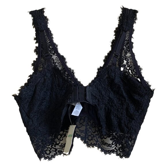 NWT AERIE Womens' Black Eyelash Lace Padded Plunge Bralette Sz Small DD - Picture 7 of 8
